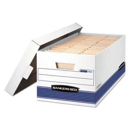 Picture of STOR/FILE Medium-Duty Storage Boxes, Letter Files, 12.88" x 25.38" x 10.25", White/Blue, 12/CartonFEL-00701