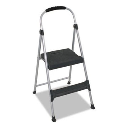 Picture of Aluminum Step Stool, 2-Step, 225 lb Capacity, 18.9" Working Height, Platinum/BlackCSC-11311ABL1E
