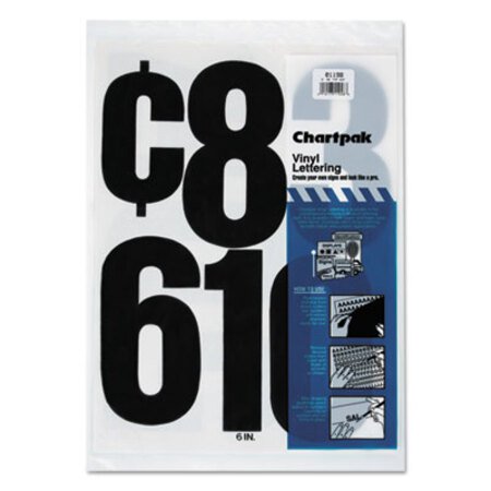 Picture of Press-On Vinyl Numbers, Self Adhesive, Black, 6"h, 21/PackCHA-01198
