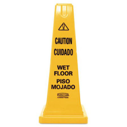 Picture of Multilingual Wet Floor Safety Cone, 10.55 x 10.5 x 25.63, YellowRCP-627777