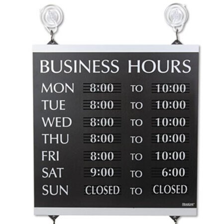 Picture of Century Series Business Hours Sign, Heavy-Duty Plastic, 13 x 14, BlackUSS-4247