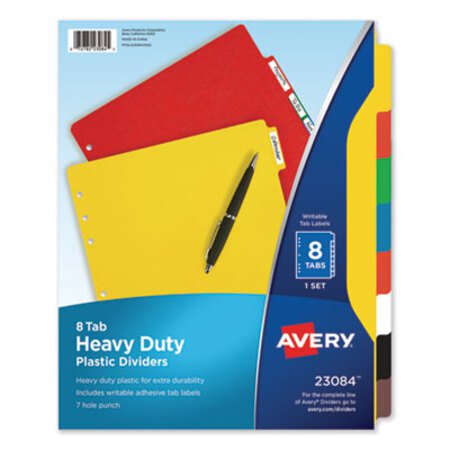 Picture of Heavy-Duty Plastic Dividers with Multicolor Tabs and White Labels , 8-Tab, 11 x 8.5, Assorted, 1 SetAVE-23084