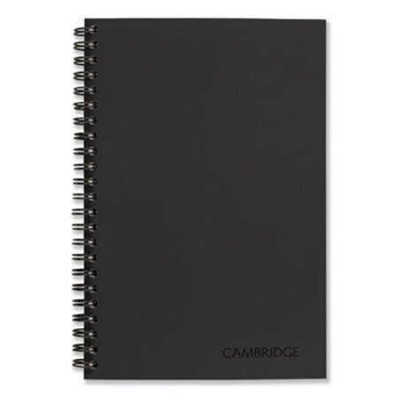 Picture of Wirebound Business Notebook, 1 Subject, Wide/Legal Rule, Black Linen Cover, 8 x 5, 80 SheetsMEA-06074