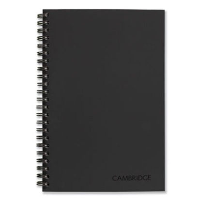 Picture of Wirebound Business Notebook, 1 Subject, Wide/Legal Rule, Black Linen Cover, 8 x 5, 80 SheetsMEA-06074