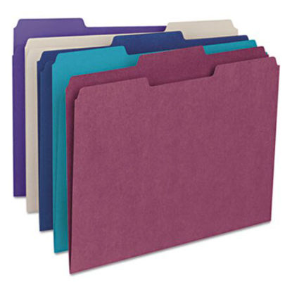 Picture of Colored File Folders, 1/3-Cut Tabs, Letter Size, Assorted, 100/BoxSMD-11948