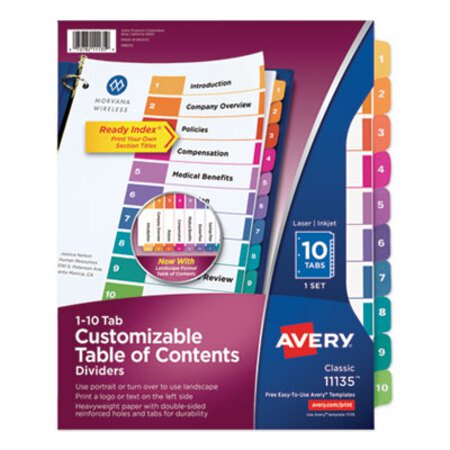 Picture of Customizable TOC Ready Index Multicolor Dividers, 10-Tab, LetterAVE-11135