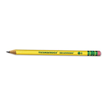 Picture of Ticonderoga Beginners Woodcase Pencil with Eraser and Microban Protection, HB (#2), Black Lead, Yellow Barrel, DozenDIX-13308