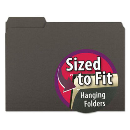 Picture of Interior File Folders, 1/3-Cut Tabs, Letter Size, Black/Gray, 100/BoxSMD-10243