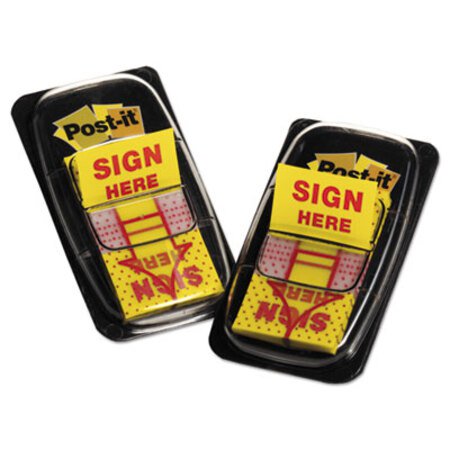 Picture of Arrow Message 1" Page Flags, "Sign Here", Yellow, 2 50-Flag Dispensers/PackMMM-680SH2