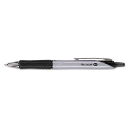 Picture of Acroball Pro Advanced Ink Ballpoint Pen, Retractable, Medium 1 mm, Black Ink, Silver Barrel, DozenPIL-31910