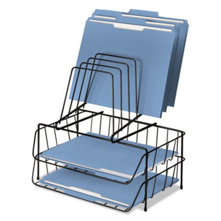 Picture of Wire Double Tray with Step File Sorter, 8 Sections, Letter Size Files, 13.88" x 10.13" x 14", BlackFEL-72391