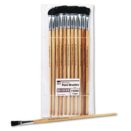 Picture of Long Handle Easel Brush, Size 12, Natural Bristle, Flat, 12/PackLEO-73550
