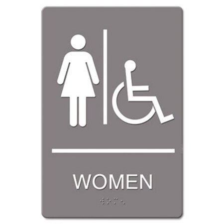 Picture of ADA Sign, Women Restroom Wheelchair Accessible Symbol, Molded Plastic, 6 x 9USS-4814
