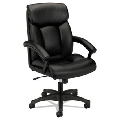 Picture of HVL151 Executive High-Back Leather Chair, Supports Up to 250 lb, 17.75" to 21.5" Seat Height, BlackBSX-VL151SB11