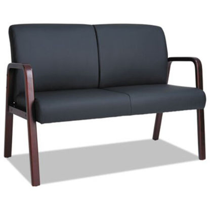 Picture of Alera Reception Lounge Series Wood Loveseat, 44.88w x 26.13d x 33h, Black/MahoganyALE-RL2219M