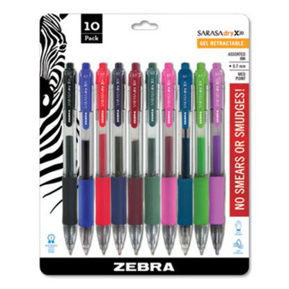 Picture of Sarasa Dry Gel X20 Gel Pen, Retractable, Medium 0.7 mm, Assorted Ink and Barrel Colors, 10/PackZEB-46881