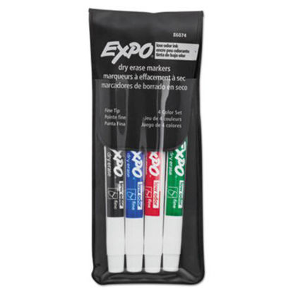Picture of Low-Odor Dry-Erase Marker, Fine Bullet Tip, Assorted Colors, 4/SetSAN-86074