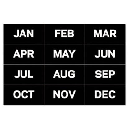 Picture of Interchangeable Magnetic Board Accessories, Months of Year, Black/White, 2" x 1"BVC-FM1108