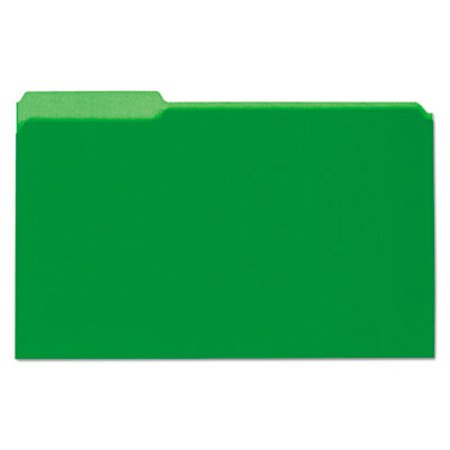 Picture of Interior File Folders, 1/3-Cut Tabs, Legal Size, Green, 100/BoxUNV-15302