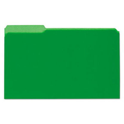 Picture of Interior File Folders, 1/3-Cut Tabs, Legal Size, Green, 100/BoxUNV-15302