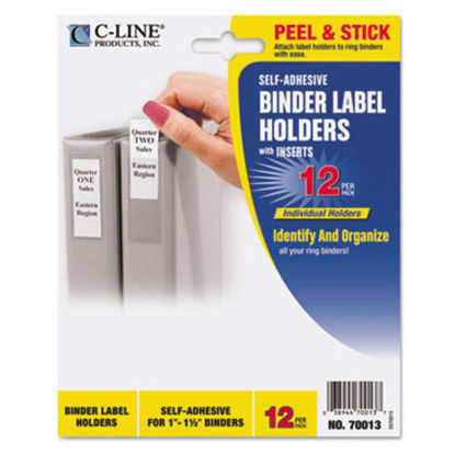 Picture of Self-Adhesive Ring Binder Label Holders, Top Load, 1 x 2 13/16, Clear, 12/PackCLI-70013