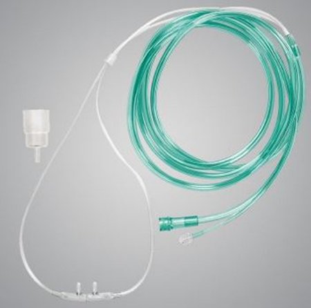 Picture of ETCO2 Nasal Sampling Cannula with O2 Delivery One Nare O2 / One Nare Sampled AirLife® Adult Curved Prong / NonFlared Tip2812M-10U