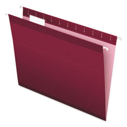 Picture of Colored Reinforced Hanging Folders, Letter Size, 1/5-Cut Tab, Burgundy, 25/BoxPFX-415215BUR