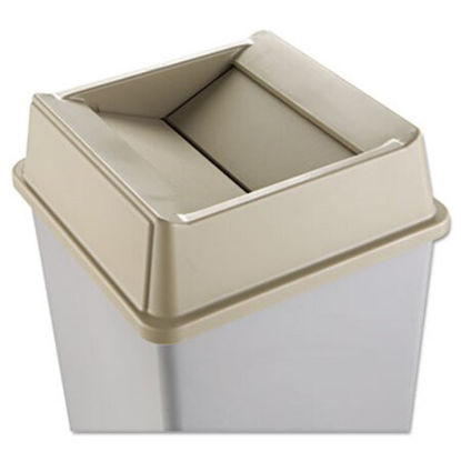 Picture of Untouchable Square Swing Top Lid, Plastic, 20.13w x 20.13d x 6.25h, BeigeRCP-2664BEI
