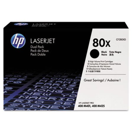 Picture of HP 80X, (CF280X-D) 2-Pack High-Yield Black Original LaserJet Toner CartridgesHEW-CF280XD