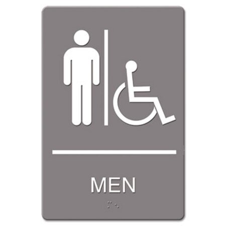 Picture of ADA Sign, Men Restroom Wheelchair Accessible Symbol, Molded Plastic, 6 x 9, GrayUSS-4815