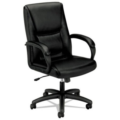 Picture of HVL161 Executive High-Back Leather Chair, Supports Up to 250 lb, 18.38" to 22.13" Seat Height, BlackBSX-VL161SB11