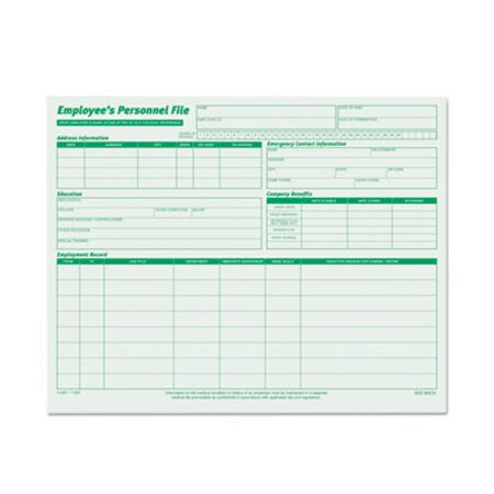 Picture of Employee's Record File Folders, Straight Tab, Letter Size, Green, 20/PackTOP-3287