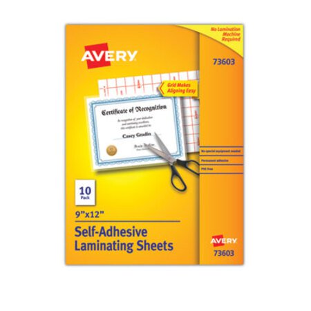 Picture of Clear Self-Adhesive Laminating Sheets, 3 mil, 9" x 12", Matte Clear, 10/PackAVE-73603