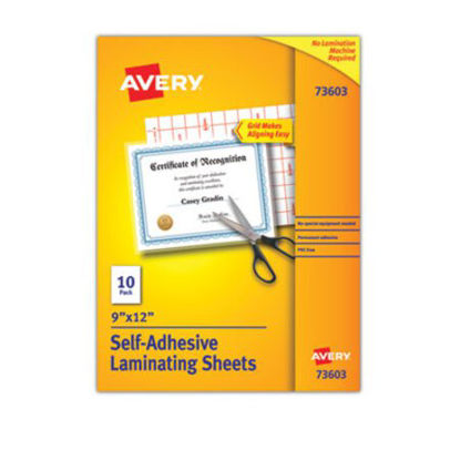 Picture of Clear Self-Adhesive Laminating Sheets, 3 mil, 9" x 12", Matte Clear, 10/PackAVE-73603