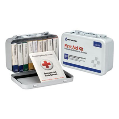 Picture of Unitized First Aid Kit for 10 People, 64-Pieces, OSHA/ANSI, Metal CaseFAO-240AN