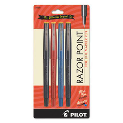 Picture of Razor Point Fine Line Porous Point Pen, Stick, Extra-Fine 0.3 mm, Assorted Ink and Barrel Colors, 4/PackPIL-11045
