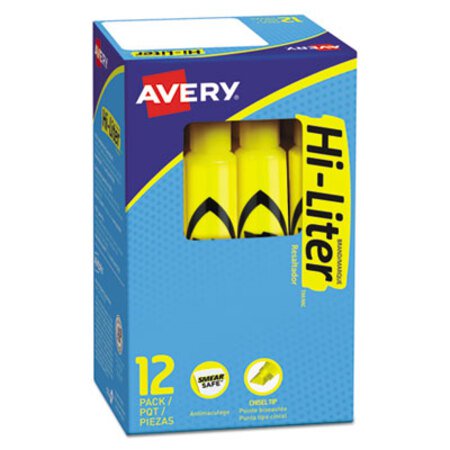 Picture of HI-LITER Desk-Style Highlighters, Yellow Ink, Chisel Tip, Yellow/Black Barrel, DozenAVE-07742