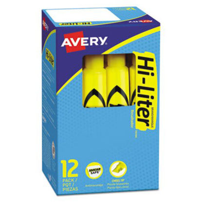 Picture of HI-LITER Desk-Style Highlighters, Yellow Ink, Chisel Tip, Yellow/Black Barrel, DozenAVE-07742
