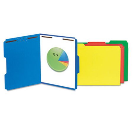 Picture of Deluxe Reinforced Top Tab Folders with Two Fasteners, 1/3-Cut Tabs, Letter Size, Blue, 50/BoxUNV-13521