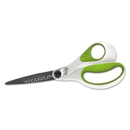 Picture of CarboTitanium Bonded Scissors, 8" Long, 3.25" Cut Length, White/Green Straight HandleACM-16447