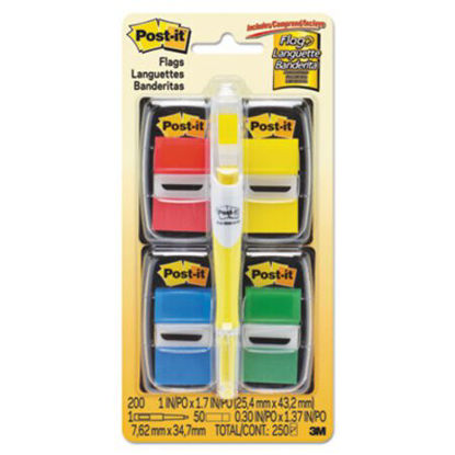 Picture of Page Flag Value Pack, Assorted, 200 1" Flags + Highlighter with 50 1/2" FlagsMMM-680RYBGVA