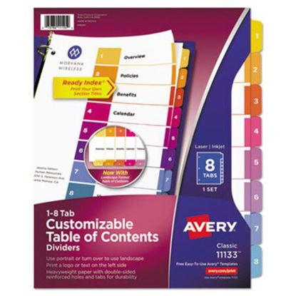 Picture of Customizable TOC Ready Index Multicolor Dividers, 8-Tab, LetterAVE-11133
