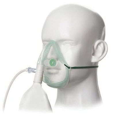 Picture of NonRebreather Oxygen Mask Sentri™ Intersurgical EcoLite™ Elongated Style Adult One Size Fits Most Adjustable Head Strap1181015