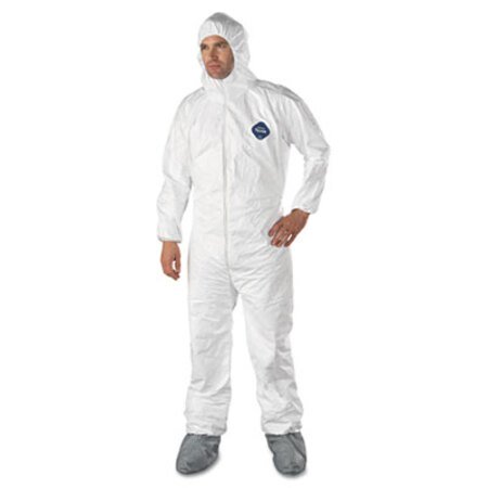 Picture of Tyvek Elastic-Cuff Hooded Coveralls w/Boots, White, Large, 25/CartonDUP-TY122SL