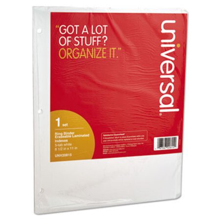 Picture of Deluxe Write-On/Erasable Tab Index, 5-Tab, 11 x 8.5, White, 1 SetUNV-20815