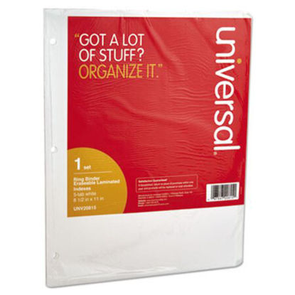 Picture of Deluxe Write-On/Erasable Tab Index, 5-Tab, 11 x 8.5, White, 1 SetUNV-20815