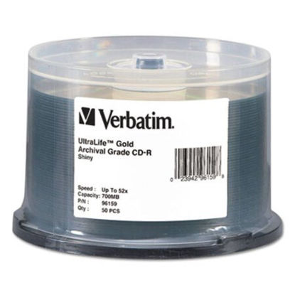 Picture of CD-R Archival Grade Recordable Disc, 700 MB/80 min, 52x, Spindle, Gold, 50/PackVER-96159