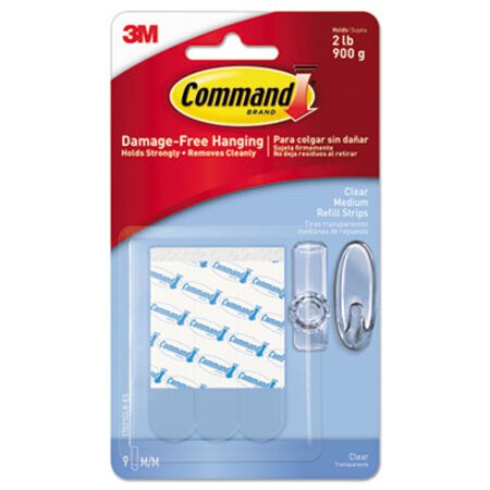 Picture of Refill Strips, Removable, Holds Up to 2 lbs, 0.63 x 1.75, Clear, 9/PackMMM-17021CLRES