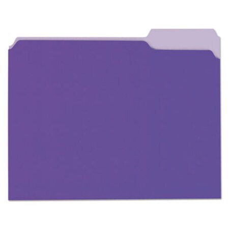 Picture of Deluxe Colored Top Tab File Folders, 1/3-Cut Tabs, Letter Size, Violet/Light Violet, 100/BoxUNV-10505