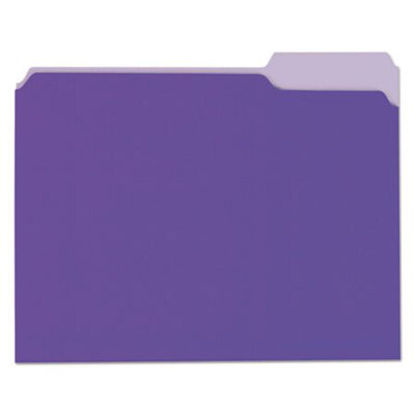 Picture of Deluxe Colored Top Tab File Folders, 1/3-Cut Tabs, Letter Size, Violet/Light Violet, 100/BoxUNV-10505
